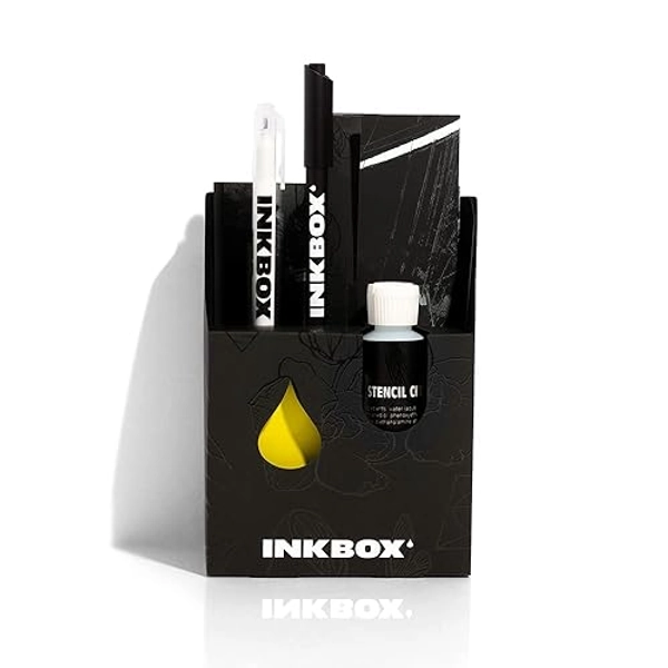 Inkbox Freehand Tattoo Marker Artist Kit - Includes 2 Markers, 1 Tracer, 1 Glove, Tracing Paper (50 Sheets) & Stencil Cream |Lasts Up to 10 Days, All Skin Tones, Water-Resistant, Cruelty-Free & Vegan - Marker Set for Artists