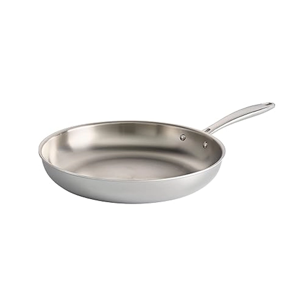 Tramontina Seattle Tri-Ply Clad Stainless Steel 12-Inch Large Frying Pan, Induction-Ready Skillet, Dishwasher-Safe, NSF-Certified, Made in Brazil - FRY PAN - 12-Inch
