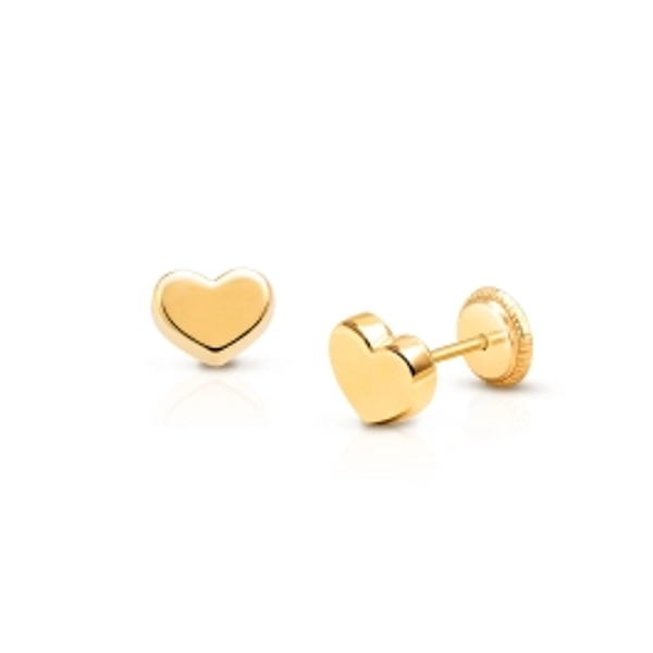 Modern Heart, Baby/Children's Earrings, Screw Back - 14K Gold