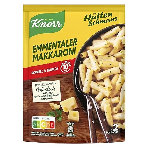 Knorr Hüttenschmaus Fertiggericht Emmentaler Makkaroni leckeres Nudelgericht fertig in 10 Minuten 151 g 1 Stück - Emmentaler Makkaroni - 151 g (1er Pack)