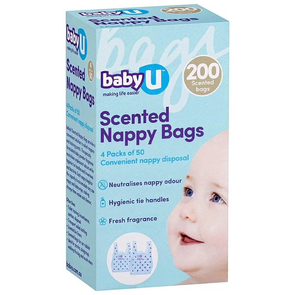 BabyU Scented Nappy Bags, 200 Count