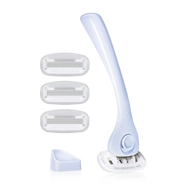 Billie Razors for Women Shave Kit – Women’s Razor + 4 x 5-Blade Razor Refills + Magnetic Holder – Cool Blue - Cool Blue