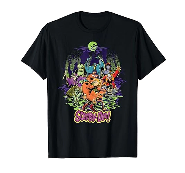 Scooby-Doo and Shaggy Chased by Monsters T-Shirt - Men - Burgundy - 3X-Large