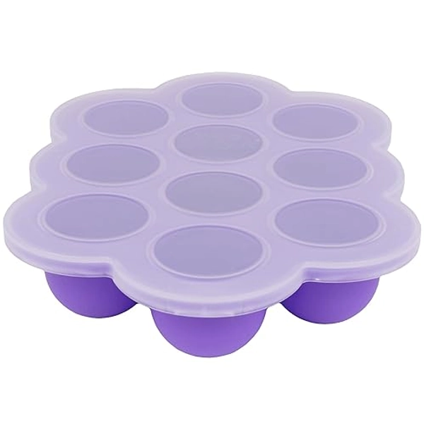 WeeSprout Silicone Freezer Tray with Clip on Lid Perfect Food Storage Container for Homemade Baby Food, Vegetable, Fruit Purees, and Breast Milk (Bright Purple, Ten 1.5 Ounce Sections) - Ten 1.5 Ounce Sections - Bright Purple