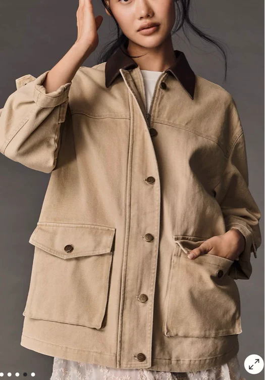 Pilcro Faux-Leather Collar Barn Jacket