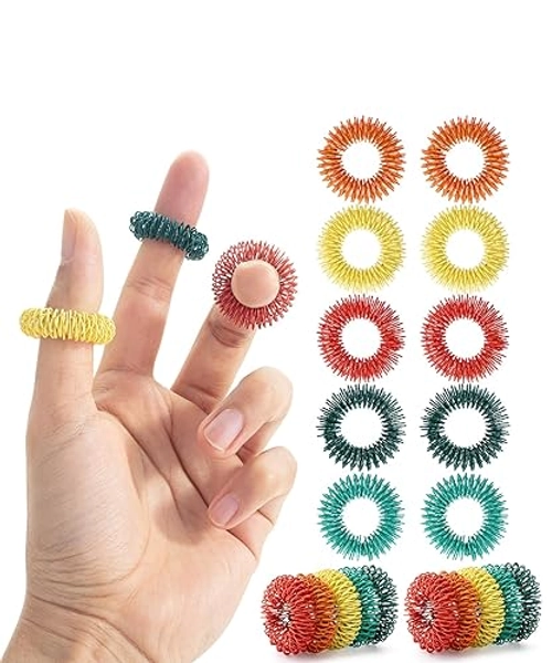 Mr. Pen- Spiky Sensory Rings, 10 Pack, Colorful Stress Relief Fidget Sensory Toys, Fidget Rings, Fidget Ring for Anxiety, Stress Relief Rings, Massager for Fidget ADHD Autism, Sensory Ring - Vibrant