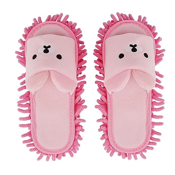 Liitrton 1 Pair Detachable Mop Slippers Shoes Microfiber Chenille Soft Comfortable Dust Dirt Hair Cleaner (Pink) - One Size - Pink