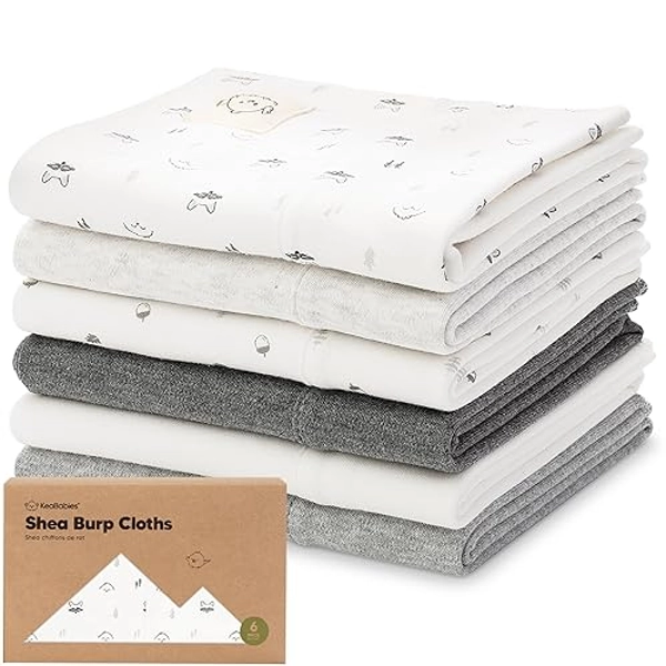 Organic Burp Cloths Baby Girl, Boy - 6-Pack Large Baby Burp Cloths, Burping Cloths for Babies, Boys, Girls, Cotton Burp Cloth, Spit Up Burp Rags, Newborn Burp Clothes, Burp Cloths Neutral (Neutrals) - Neutrals