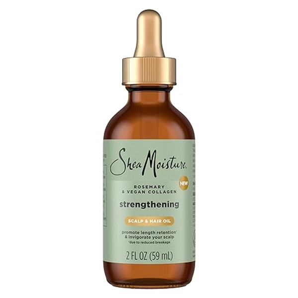 SheaMoisture Strengthening Scalp & Hair Oil Rosemary & Vegan Collagen to Promote Length Retention & Invigorate the Scalp, with ScalpBoost Technology, 2 oz