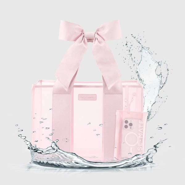Special Edition Bow Beach Tote With Phone Pouch | Ballet Pink