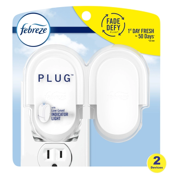 Febreze Plug in Air Freshener, Odor-Fighting Scented Oil Warmer Device, 2 Count