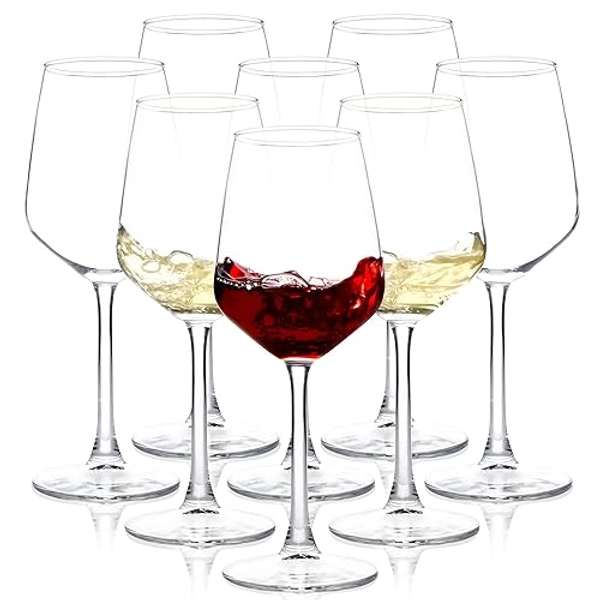 Long Stem Wine Glasses Set of 8, 12oz Clear Red/White for Party, Wedding and Home - 8 Count (Pack of 1)