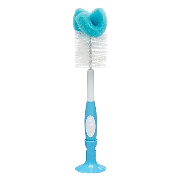Dr. Brown’s Reusable Sponge Baby Bottle Cleaning Brush with Suction Cup Stand, Scrubber and Nipple Cleaner, Blue 1-Pack - Blue