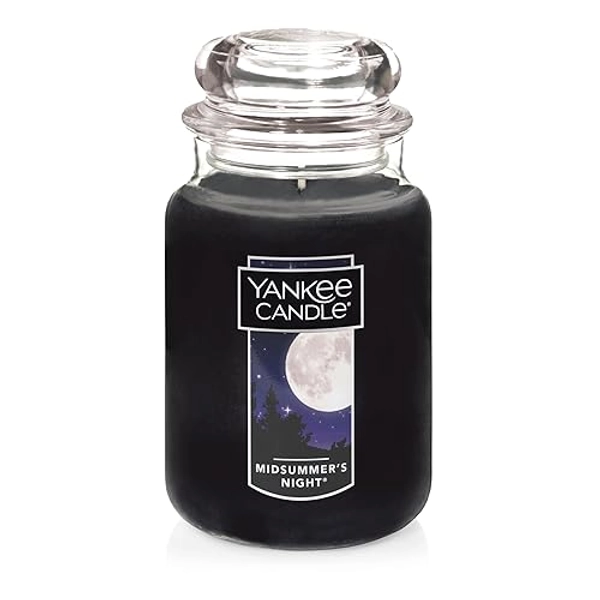 Yankee Candle MidSummer's Night Scented, Classic Large Single Wick Jar Candle, 22oz with Over 110 Hours of Burn Time, Ideal for Dinner Parties, Relaxing Saturdays, and Special Occasions - Classic Large Jar - Black