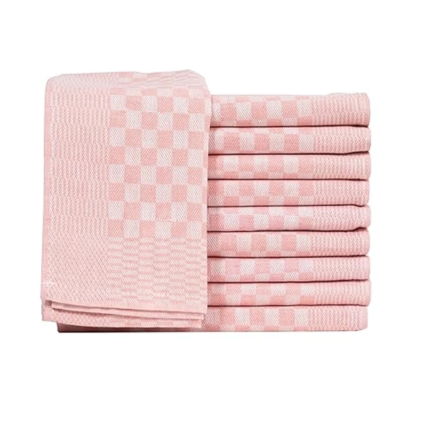Müskaan 10er Set Geschirrtücher 100% Baumwolle 50x70 cm Rosé 210 g/m² | Küchenhandtücher für Abtrocknen, Grubentücher zum Putzen, Fusselfrei Geschirrhandtücher, Küchentücher saugstark, Geschirrtuch - Rosé