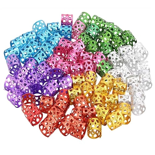 Tbestmax 200 pcs Dreadlocks Beads, Hair Braid Rings/Clips, Hair Cuffs Decoration/Accessories Colorful - Group A-Multi-colored