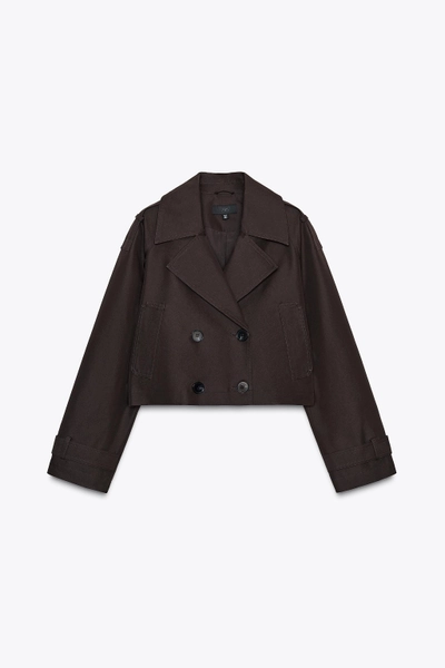 DOUBLE BREASTED SHORT TRENCH COAT - taupe brown | ZARA United States