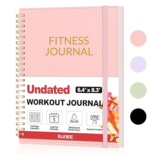 Fitness Journal Workout Planner for Men & Women, A5(6.4" x 8.3") Workout Journal Log Book Planner for Track Gym Essentials, Home Workouts, Track Progress, Achieve Goals, Pink - Undated A5 - Pink