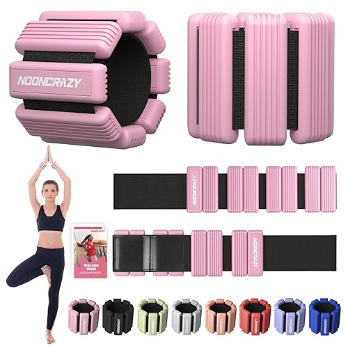 Pilates Wrist Ankle Weights for Women, Wearable Strong Arm & Leg Weights Set of 2(1 lb/2.2 lbs Each), Adjustable Ankle Weights for Walking, Yoga, Dance, Barre, Gym - 2 lbs Pair (1lbs Each) - Pink