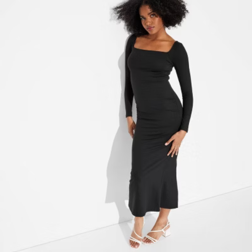 Women's Long Sleeve ButterBliss Maxi Bodycon Dress - Wild Fable™ Black M