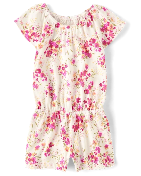 Baby And Toddler Girls Floral Flutter Romper - White