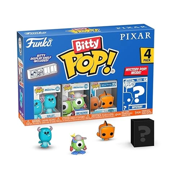 Funko Bitty POP Pixar - 4 Pack - Mike Wazowski, and a Mystery Bitty POP Figure and A Surprise Mystery Mini Figure - 0.9 Inch (2.2 Cm) - Pixar Collection Collectable - Gift Idea - Cake Topper