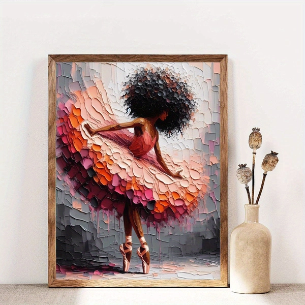 Black Ballerina Pointe Dance Canvas Art Print - Unframed, Waterproof Wall Decor - For Living Room, Bedroom, Office & More - Perfect Gift for Dance Lovers & Art Enthusiasts