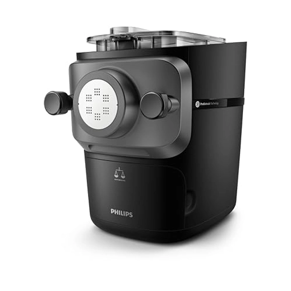 Philips 7000 Serie PastaMaker, Perfekte Nudeln Selbstgemacht, Automatisches Wiegen, 8 Pastasorten, Einfache Reinigung, bis zu 8 Portionen, ProExtrude-Technologie, Vegan, Glutenfrei, Schwarz(HR2665/93) - schwarz - 8 Formscheiben