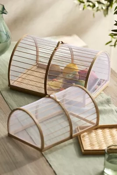 Bamboo Covered Serving Trays, Set of 2