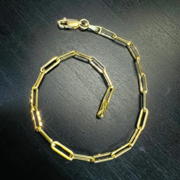 7.5 3mm Solid 10K Yellow Gold Paper Clip Paperclip Link Chain Bracelet - Etsy
