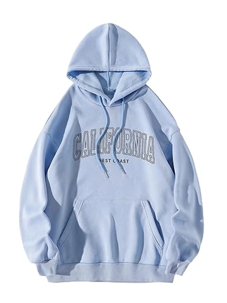 SOLY HUX Women's Cute Hoodies Graphic Preppy Sweatshirts for Teen Girls Long Sleeve Pullovers Fall Outfits with Pockets - Small - Blue