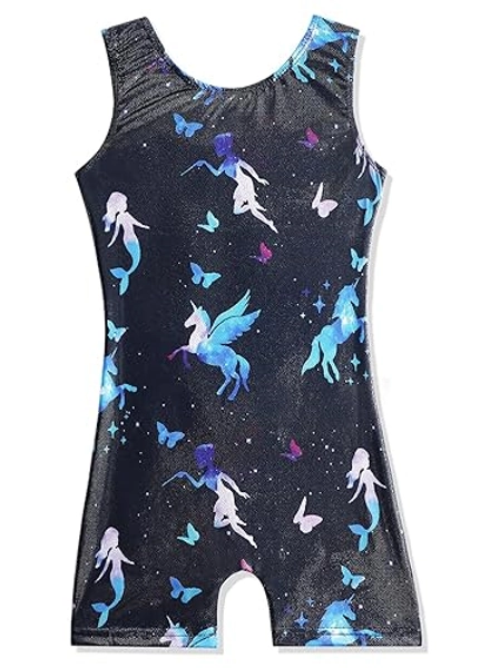 HOZIY Gymnastics Leotards for Girls Unicorn Aurora Rainbow Mermaid Dinosaur Cupcake Sparkle Biketard Toddlers Kids Children - Fairy