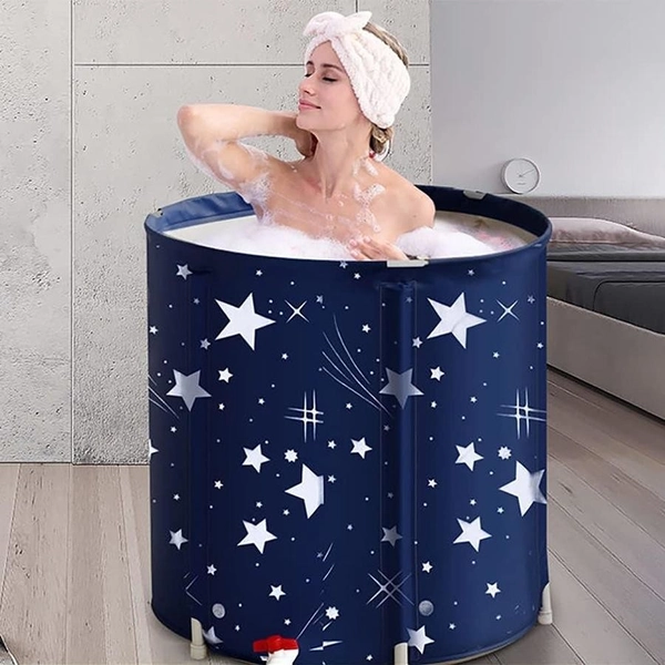 Portable Bathtub, Foldable Japanese Soaking Tub, Hot &amp; Cold Tubs w/ Thermal Foam