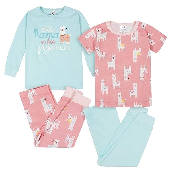 Gerber Baby Girls' Toddler Snug Fit 4-Piece Pajama Set - 24 Months - Little Llama Pink