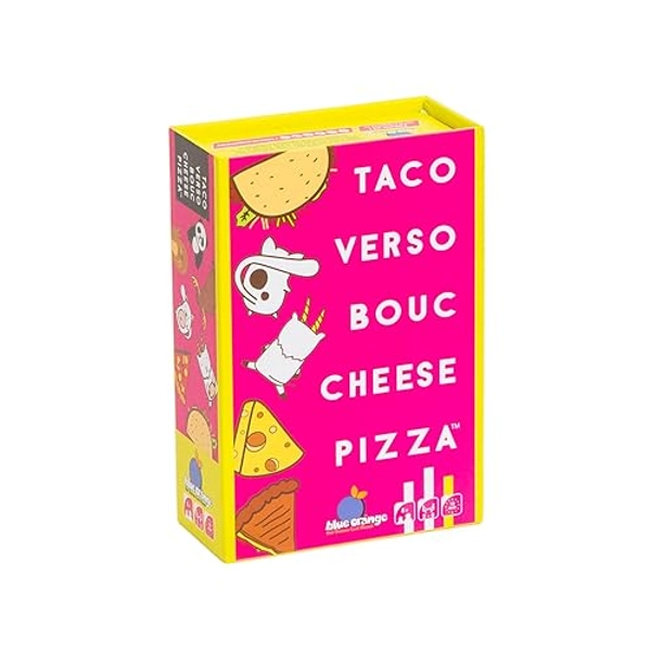 Blue Orange - Taco Verso Bouc Cheese Pizza - Jeu de Société Idéal pour s'Amuser en Famille ou entre Amis en Soirée - De 2 à 8 Joueurs - Jeu d'Ambiance et de Rapidité - Jeu de Carte - À Partir de 8 ans - Taco Verso