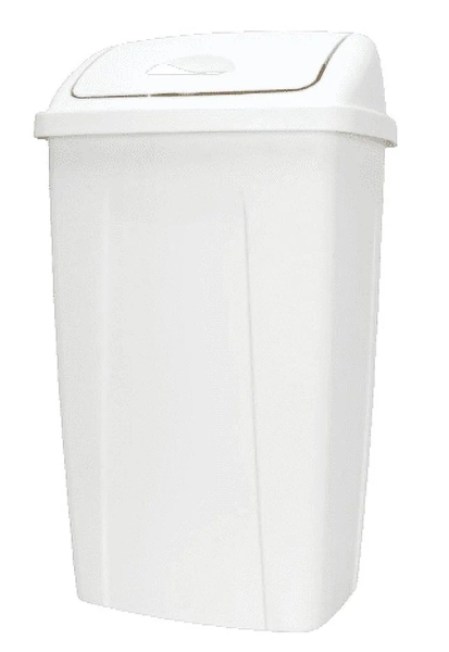Mainstays 13 Gallon Trash Can, Plastic Swing Top Kitchen Trash Can, White