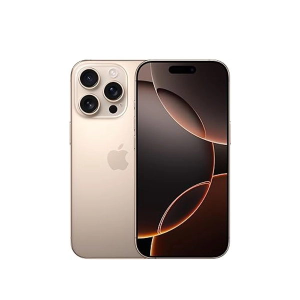 Apple iPhone 16 Pro 1 TB: 5G Handy mit Kamerasteuerung, 4K 120 fps Dolby Vision und einem großen Sprung bei der Batterielaufzeit. Funktioniert mit AirPods, Titan Wüstensand - Titan Wüstensand - 1 TB - Ohne Case