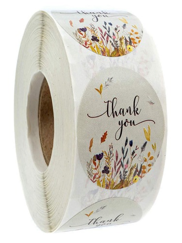 TYFYO 500pcs/Roll 1 Inch Thank You Floral Craft Wedding Decorative Stickers, Self-Adhesive Labels For Sealing,Christmas Valentine Day