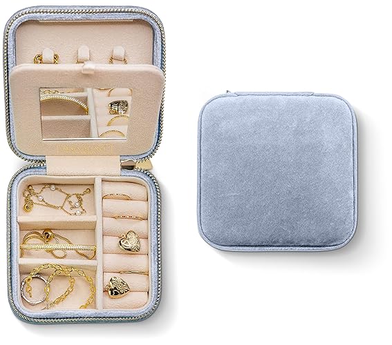 Blue Travel Jewelry Storage Box