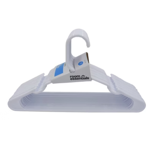 18pk Plastic Hangers White - Room Essentials™: Storage for Dresses, Skirts, Sweaters, Pants, Shirts