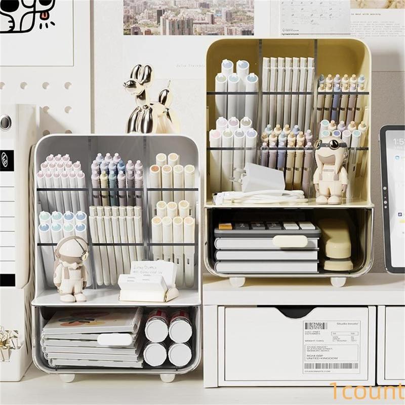 Desk Side Stationery Storage Box, 1 Count Large Capacity Multi-grid - TikTok Shop