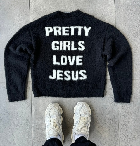 Black "Pretty Girls Love Jesus" Mohair Sweater