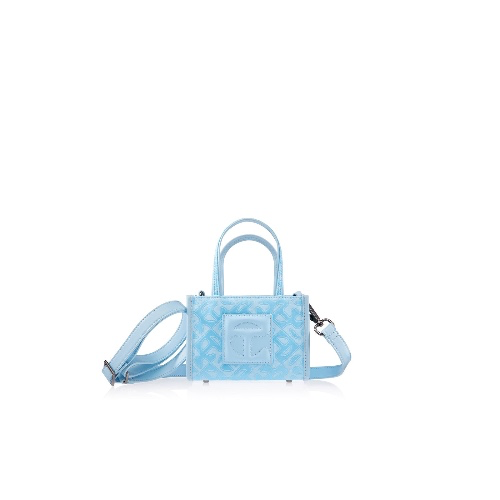 Small Jacquard Shopper - Pool Blue Monogram 
