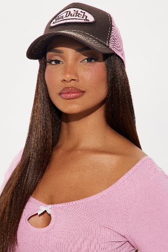 Von Dutch Pink & Brown Trucker Hat - Pink/combo