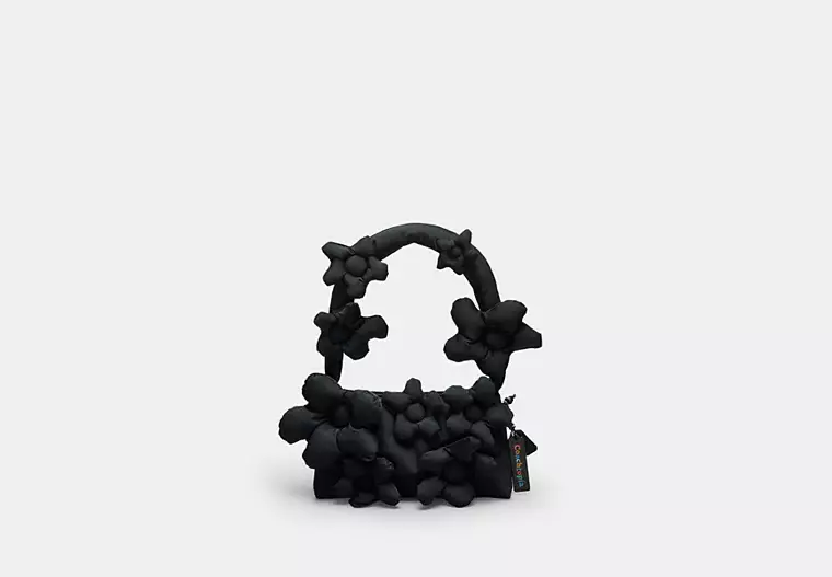 Black/Multi Coachtopia Loop Shoulder Bag In Recycled Polyester With Floral Appliqué