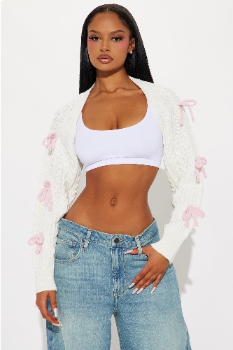 Ballet Class Bow Bolero Sweater - Ivory/combo
