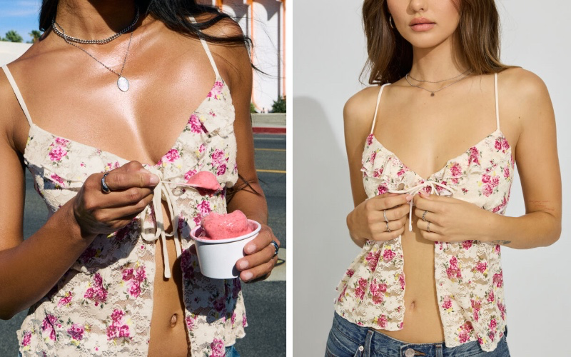 Lace Flyaway Cami Top White | Garage