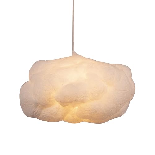 Arturesthome Hanging Cloud Pendant Lights, Modern Fluffy Cotton Lampshade Chandelier Ceiling Light Fixture for Children Girls Kids Living Room White - 35cm