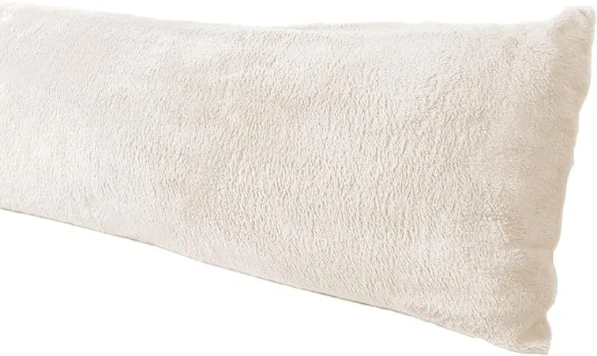 Extra Soft Body Pillow Cover, Sherpa/Microplush Material, 20x54 Inches, Zipper Closure (Gray) - 20"x 54" Body Cream