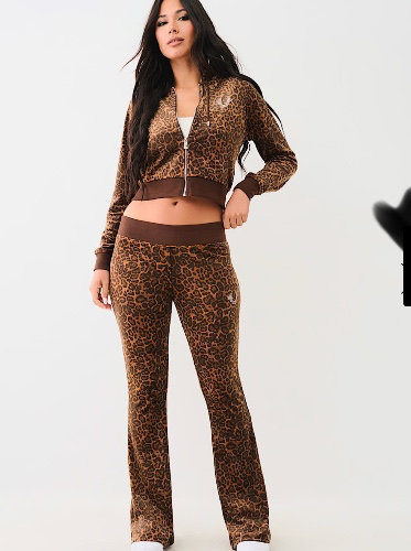 VELOUR LEOPARD BOOTCUT PANTS